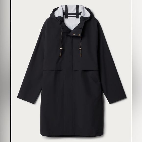 NWT Rhône Tens women’s black long Raincoat sz M - Picture 3 of 10